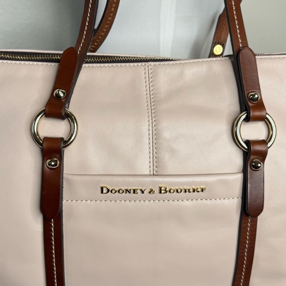 Dooney & Bourke Wexford Leather Tilly Large Tote Shoulder Bag Cream Brown - Picture 2 of 15
